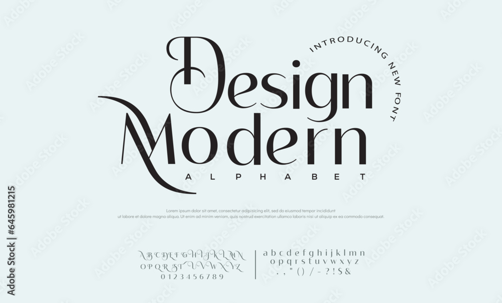 Elegant awesome alphabet letters font and number. unique serif font ...