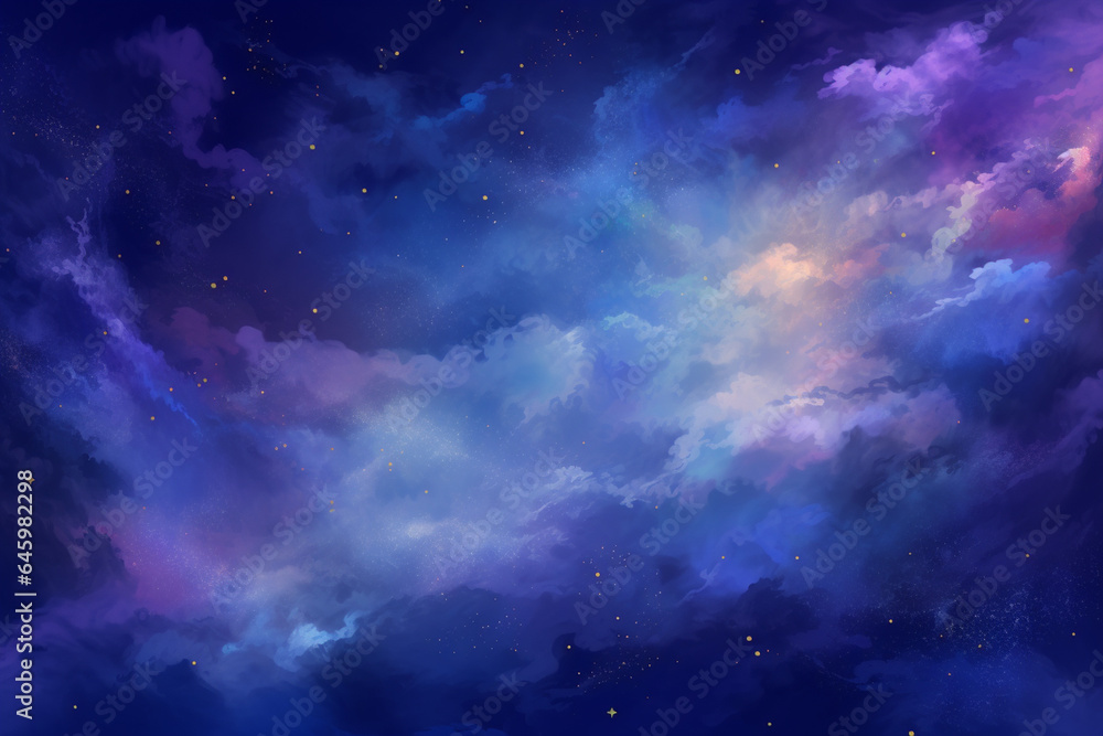 blue sky with clouds and stars