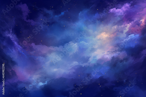 blue sky with clouds and stars