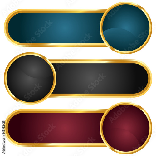 Set of decorative luxury golden arabic islamic banner title frame transparent background gold text box clipart