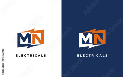 MN Initial logo concept with electric template vector