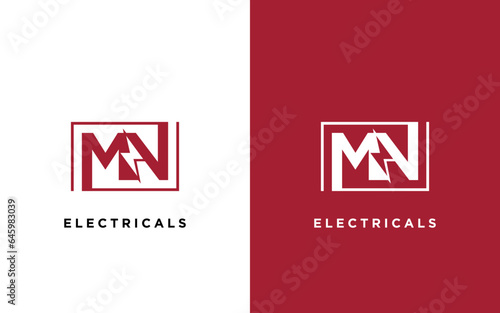 MN Initial logo concept with electric template vector