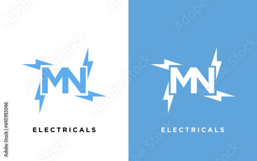 MN Initial logo concept with electric template vector