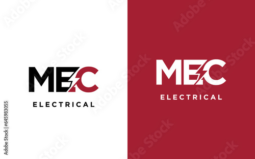 Letter MEC lightning logo icon design template
