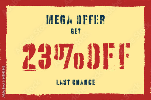 23 twenty-three Percent sale frame vector grunge. business banner