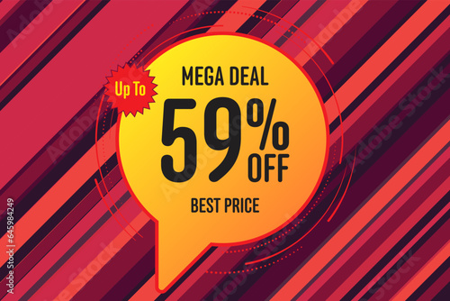 59 fifty-nine Percent off sale shopping banner. party