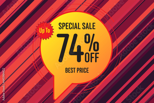 74 seventy-four Percent off sale shopping banner. business logo