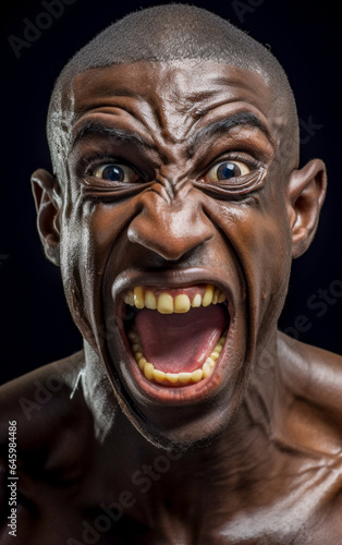 Close-up of a black male athlete screaming with energy © Giordano Aita
