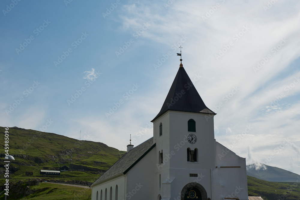 A white church in Faroe Islands