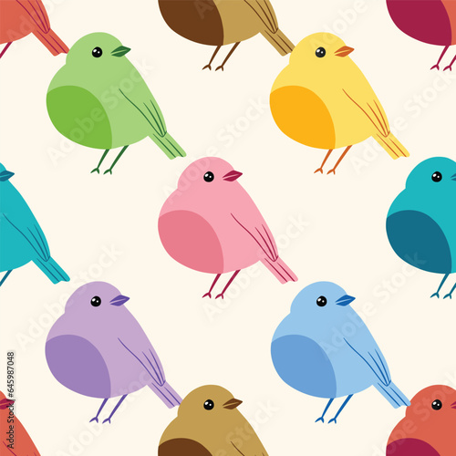Colorful abstract birds vector repeat pattern
