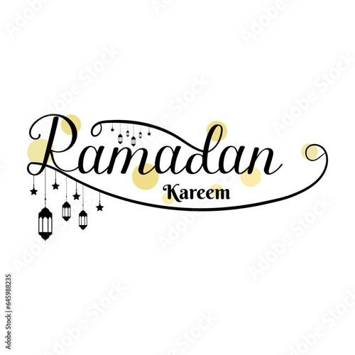 Lettering ramadan kareem islamic arabic typography text for marhaban ya ramadhan sticker with lantern mosque transparent background photo