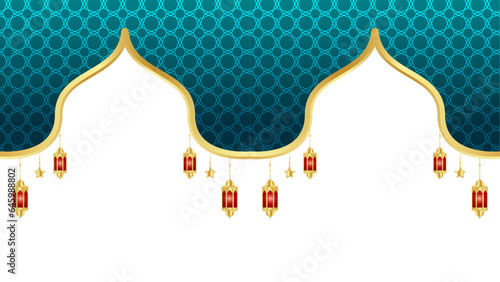 Arabic islamic ramadan kareem mandala ornamental flyer banner with ramadhan lantern eid al fitr background
