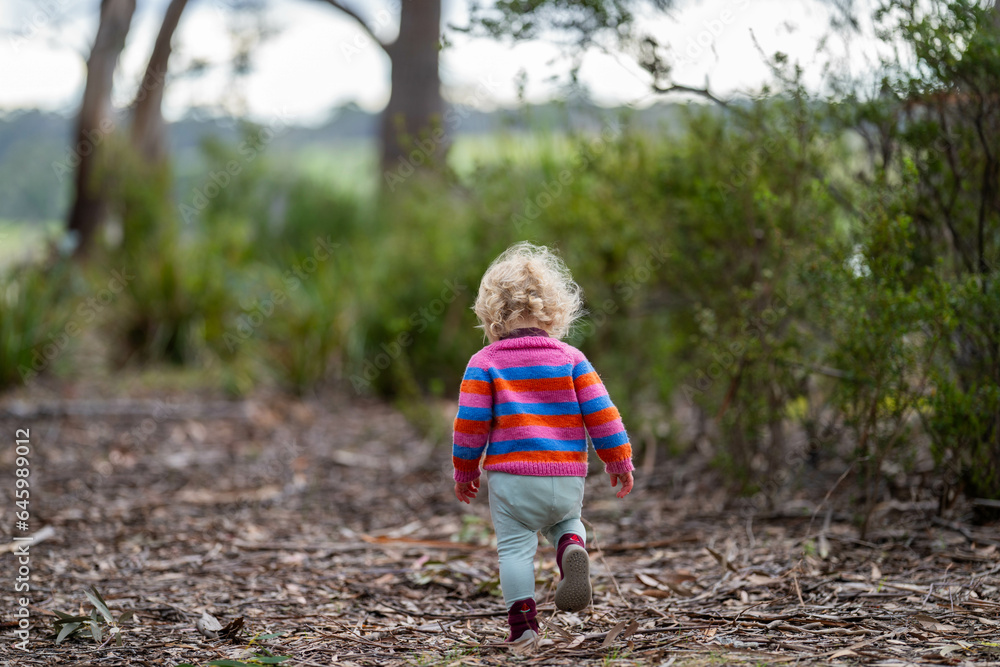 toddler exploring in natural in the forest toddler exploring in natural in the forest