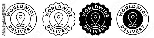 worldwide delivery icon. International product shipping symbol. Global cargo shipment service vector.