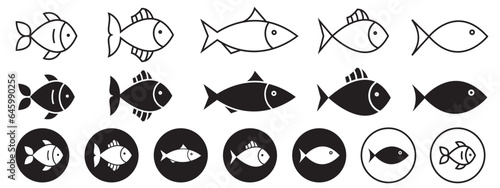 fish icon. Underwater seafood symbol. Aquarium wildlife tuna catfish with fin shape vector.