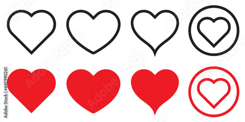 Heart icon. Valentine day love red heart shape symbol. Couple lover romance vector. Health amour clipart sign.