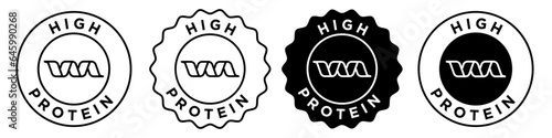 High protein icon. Rich in protein vegan food product symbol. Muscle gain diet plan for fitness vector.