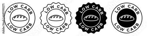 Low carb icon. No carbohydrates organic healthy food product symbol. Keto or paleo vegetarian diet vector. photo