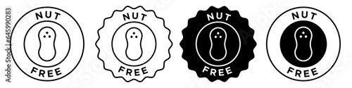 Nut free icon. No Groundnut oil or butter use in food product symbol. Peanut allergic sensitive ingredient vector.