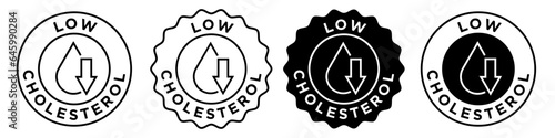 Low cholesterol icon. LDL trans fat free product ingredient symbol. Healthy diet food without fat vector.