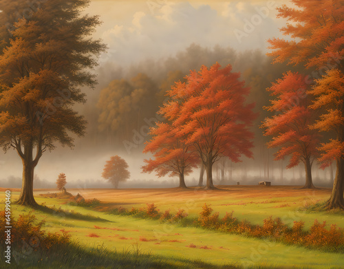  Illustrations of a beautiful autumn landscape, Generative AI