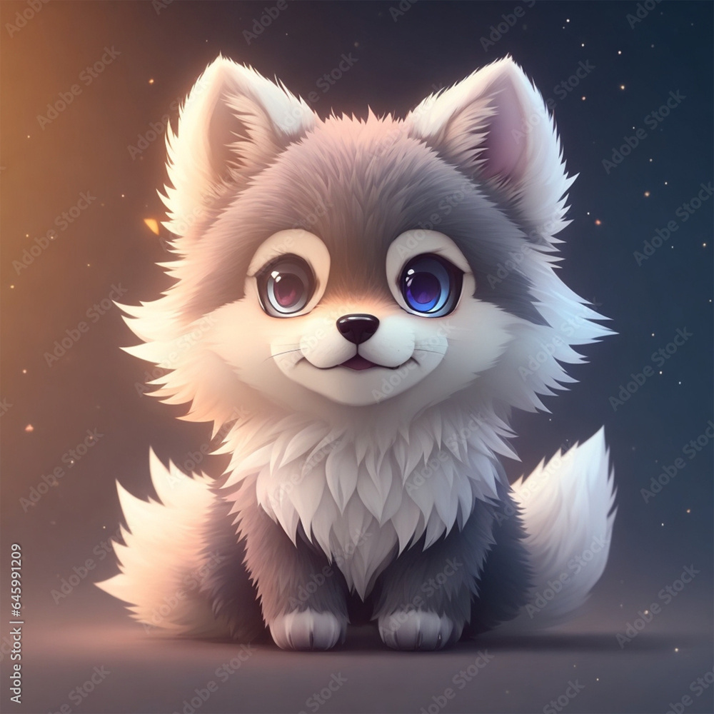 cute tiny Anime wolf