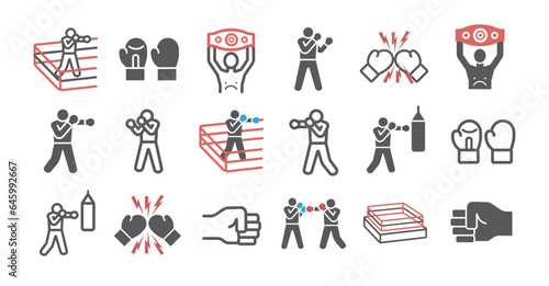 Fototapete Boxing line icons set. Vector signs for web graphics