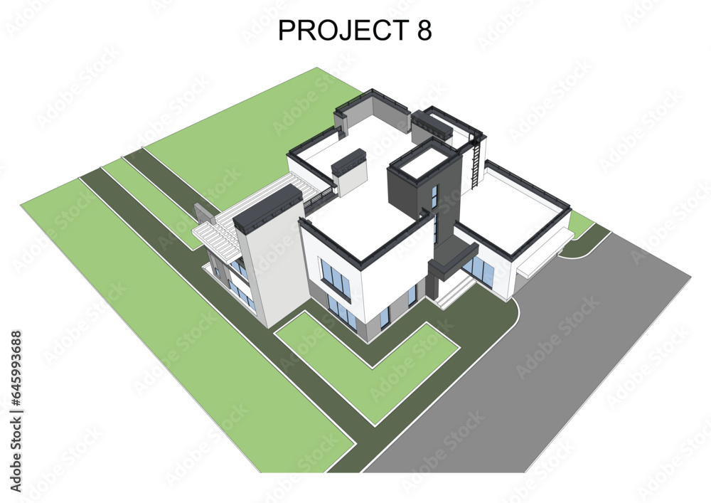 Detailed architectural two story private house blueprints and drawings. Vector illustration Detailed architectural two story private house blueprints and drawings. Vector illustration