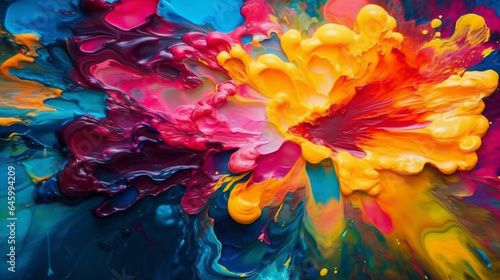Colorful paint splash mixing in water. Abstract background of acrylic paint. generative ai