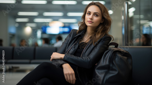 Portrait of a businesswoman in a suit at the airport