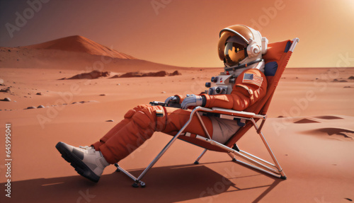 Astronaut on mars chilling