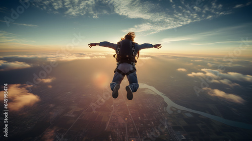 Soaring High: Parachutist's Thrilling Jump