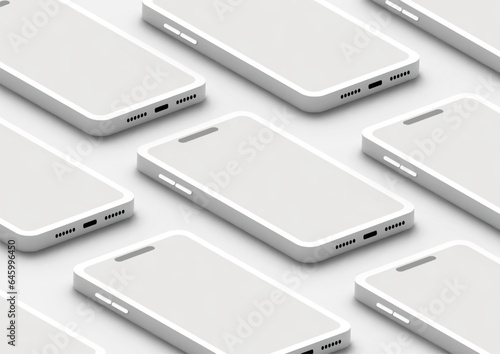Modern clay mock up smartphone for presentation, information graphics, app display, isometric eps vector format.