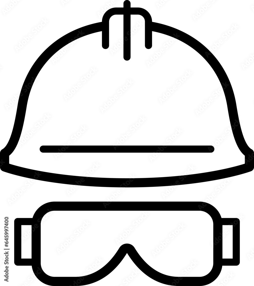 Fototapeta premium Helmet and glasses icon as a linear symbol for web design