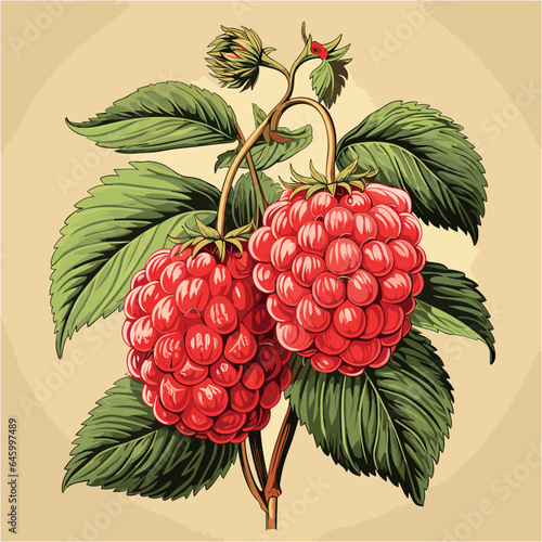 vintage raspberry vector flat image minimal