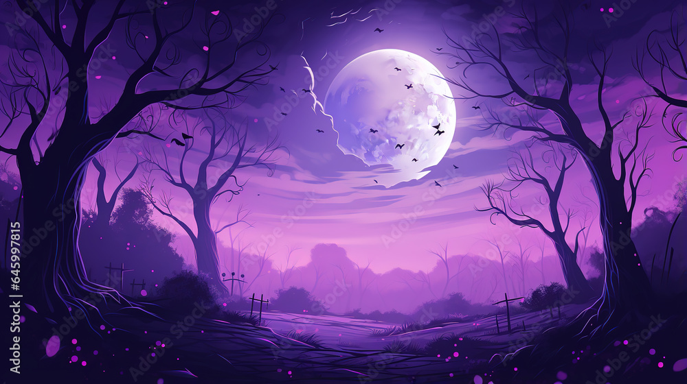 Sale background halloween big moon violet