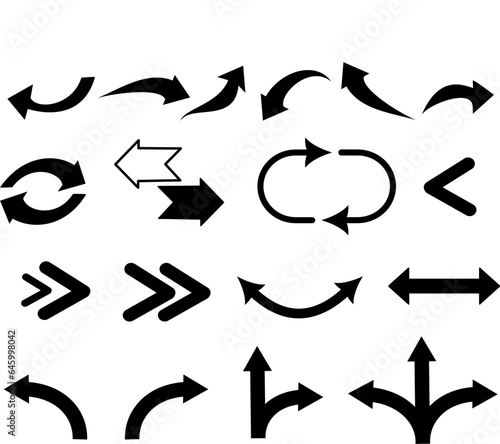 Set of new style black vector arrows isolated on white background. Replaceable Vector icon arrow. Arrows vector illustration collection.