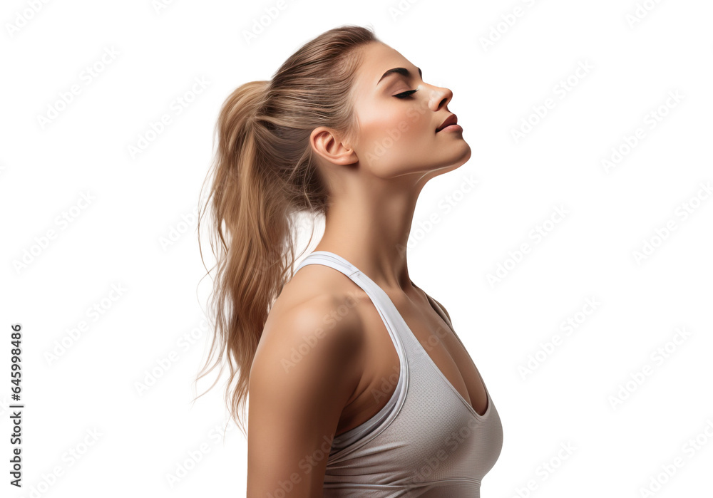 side view portrait of athlete woman in sport top clothes for fitness concept, png isolated on white transparent background side view portrait of athlete woman in sport top clothes for fitness concept, png isolated on white transparent background