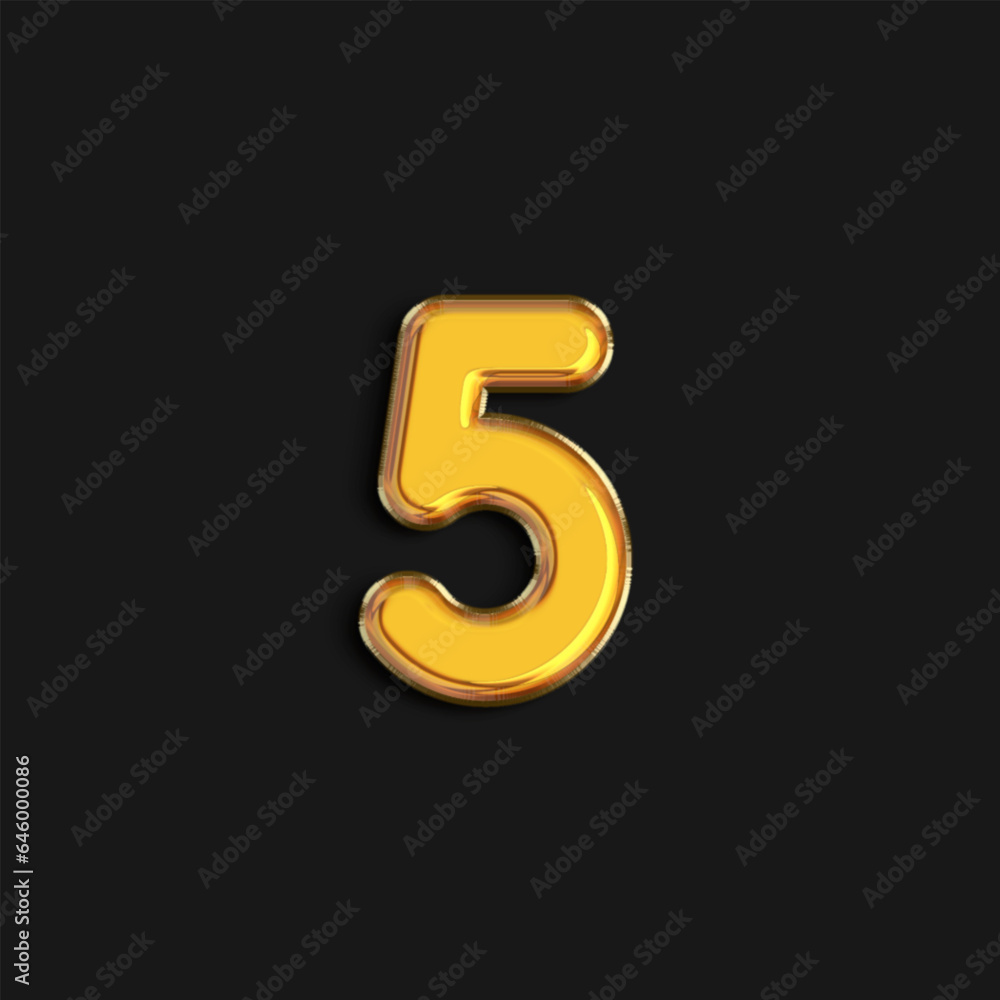 Gold number 5 foil balloon on black background. Five year anniversary background.
Gold number 5 foil balloon on black background. Five year anniversary background.