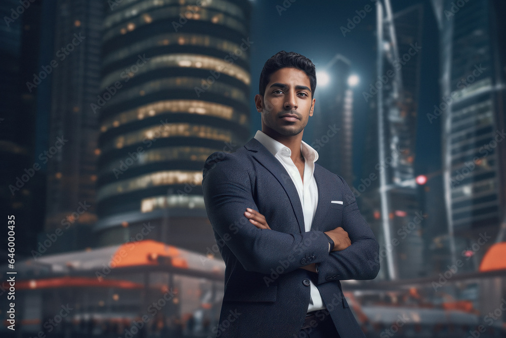 Fototapeta premium Young and confident businessman or corporate employee.