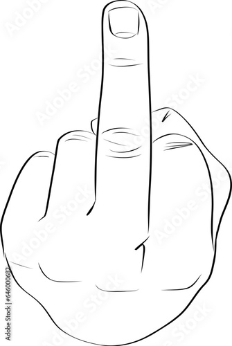 Human Hand Gesturing With Middle Finger, Sketch of Hand show fuck off with the middle finger