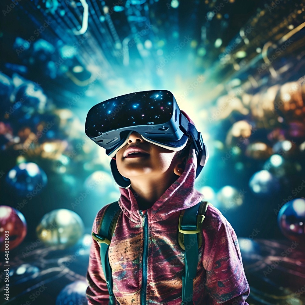 child in virtual reality glasses child in virtual reality glasses