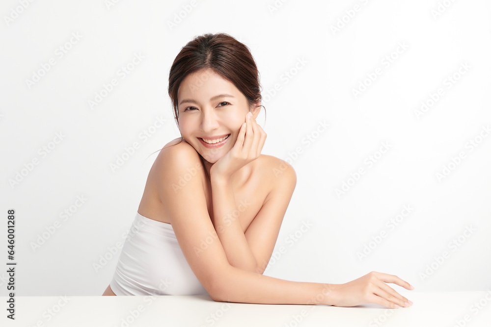 Beautiful young asian woman with clean fresh skin on white background, Face care, Facial treatment, Cosmetology, beauty and spa, Asian women portrait. Beautiful young asian woman with clean fresh skin on white background, Face care, Facial treatment, Cosmetology, beauty and spa, Asian women portrait.