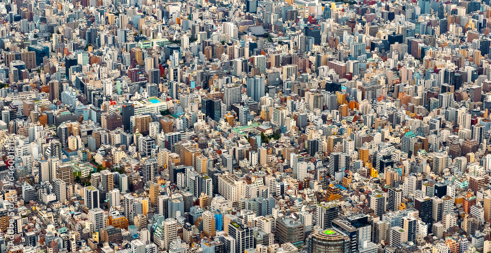 Aerial view of Taito City Tokyo, Japan