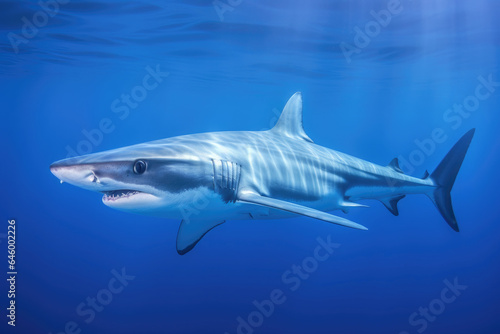 Blue shark (Prionace glauca) in blue water © Venka