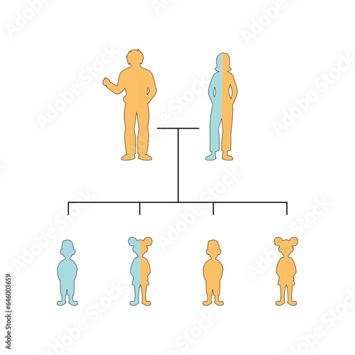 X-Linked Recessive Inheritance Concept Design. Vector illustration.