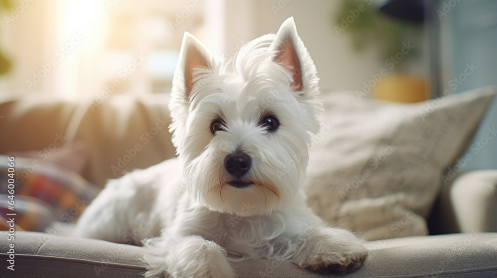 Home sweet home with a Westie terrier. Modern apartment living for dog enthusiasts. Home sweet home with a Westie terrier. Modern apartment living for dog enthusiasts.