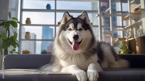 Caring for an Alaskan Malamute at home in a stylish urban setting