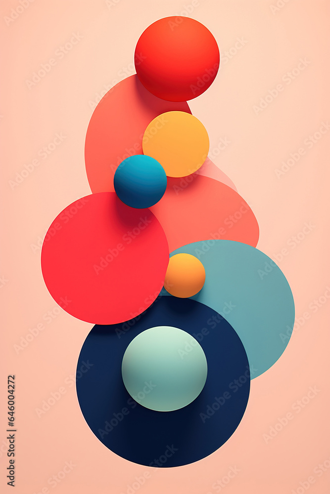 Colorful abstract shapes puzzle on a pink background generative ai Colorful abstract shapes puzzle on a pink background generative ai