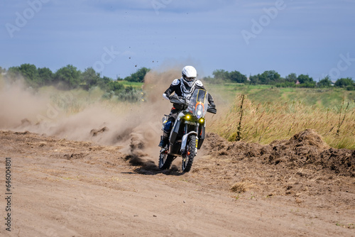Extreme Motocross track. Riding on dust track